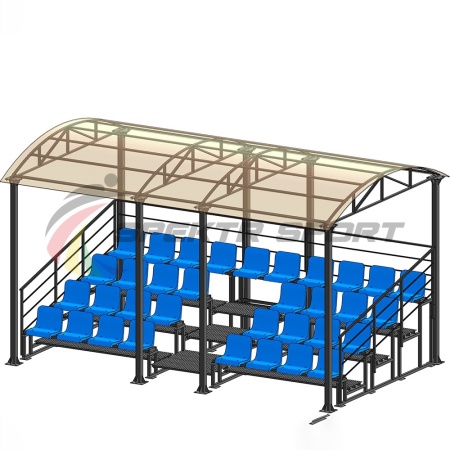 Купить Трибуна для зрителей 4 ряда на 34 места с навесом и перилами в Оханске 